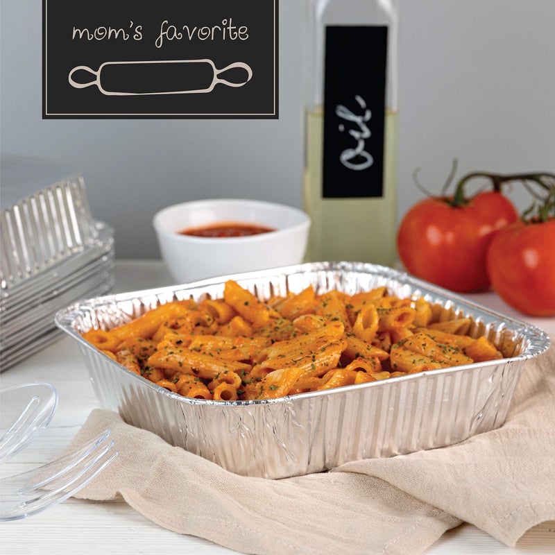 PLASTICPRO Disposable 8'' X 8'' X 2'' Inch Square Aluminum Tin Foil Baking Pans Bakeware - Cookware Perfect for Baking Cakes, Breads, Brownies, Bread, Meatloaf, Lasagna, Pack of 50 - Image 4